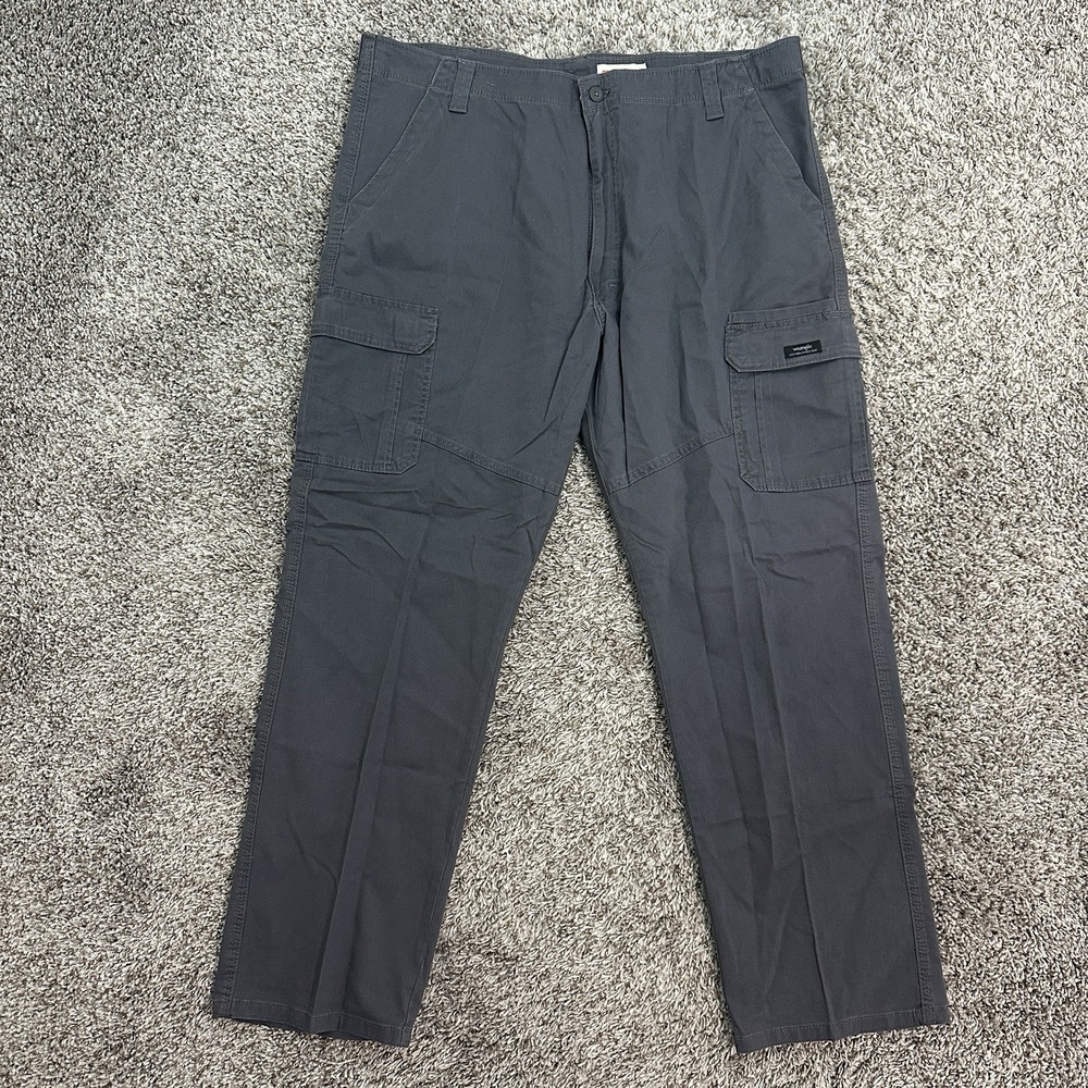 Wrangler Mens 42x32 Relaxed Fit Flex Cargo Pants Stretch Straight Gray NWT - Picture 2 of 9